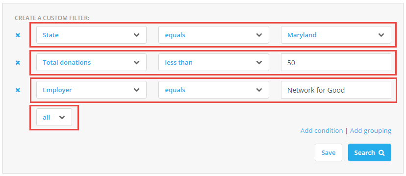 Example of filtering by multiple conditions